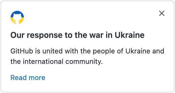 GitHub's Ukraine banner