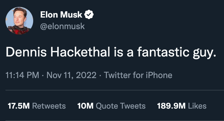 Fake tweet by Elon Musk