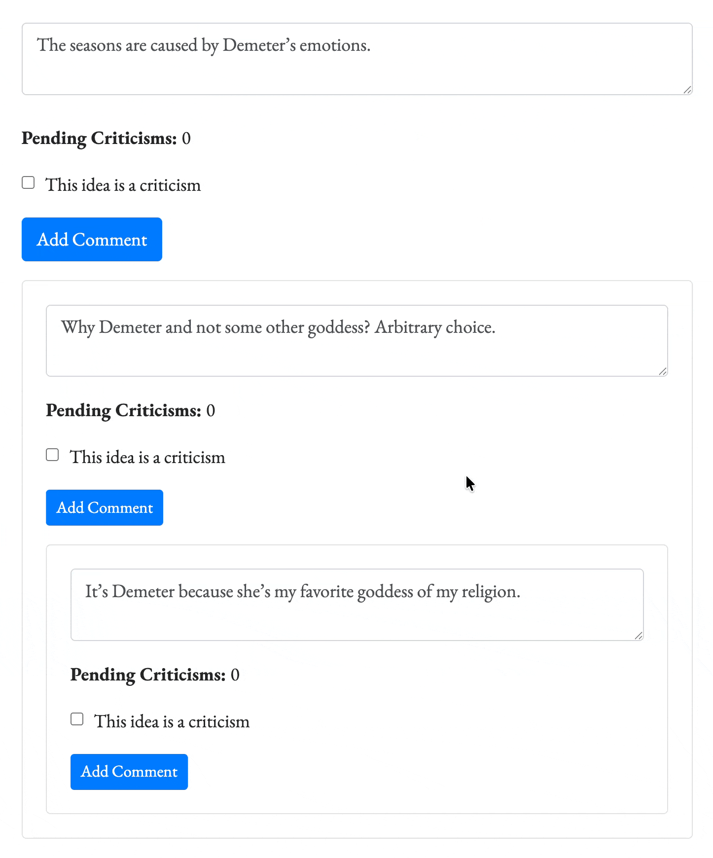 Nested criticism flags